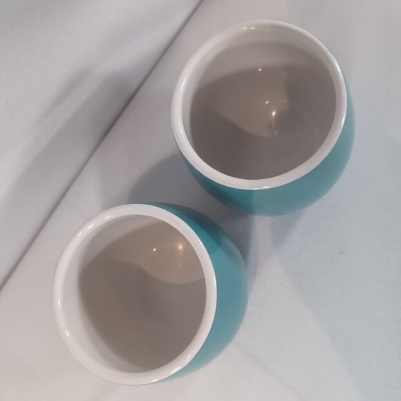 David's Tea 2 Set Demitasse Bubble Cups Mugs Aqua Blue Ceramic Coffee Tea Lot - Picture 4 of 12
